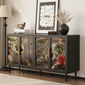 Artistic Glass Door Buffet Cabinet with Ample Storage - Multi-Color