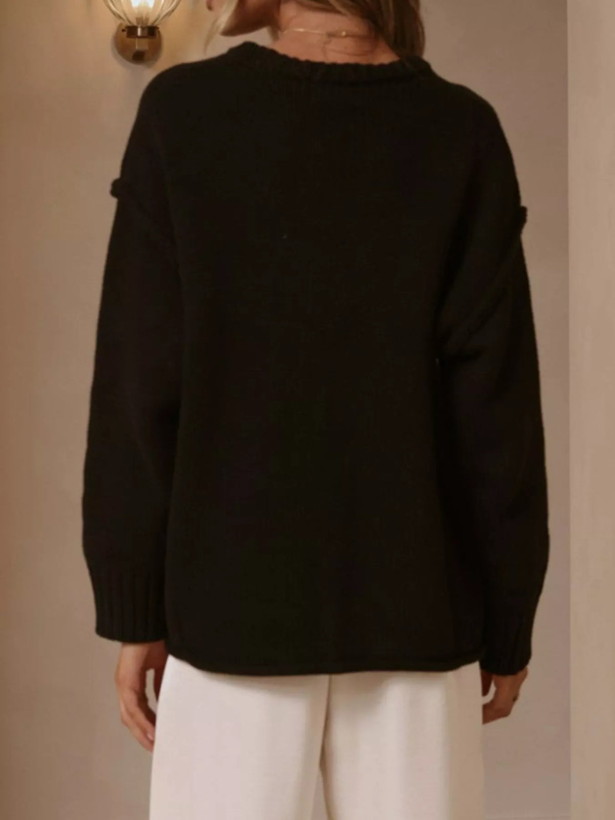 Crew Neck Dropped Shoulder Sweater