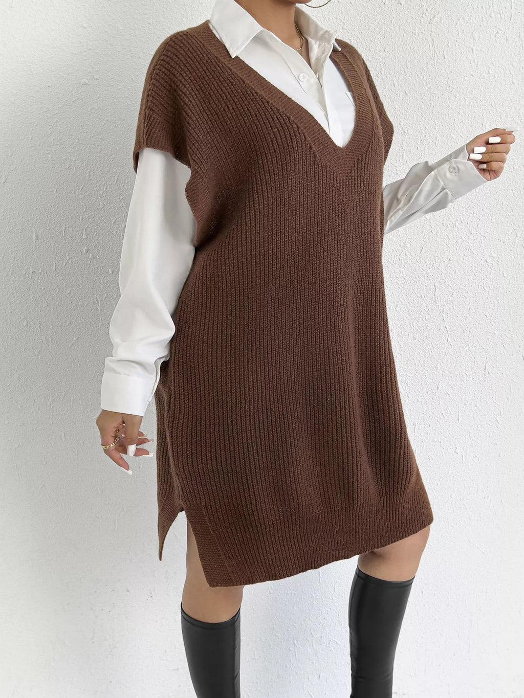 Oversized V-Neck Sweater Vest