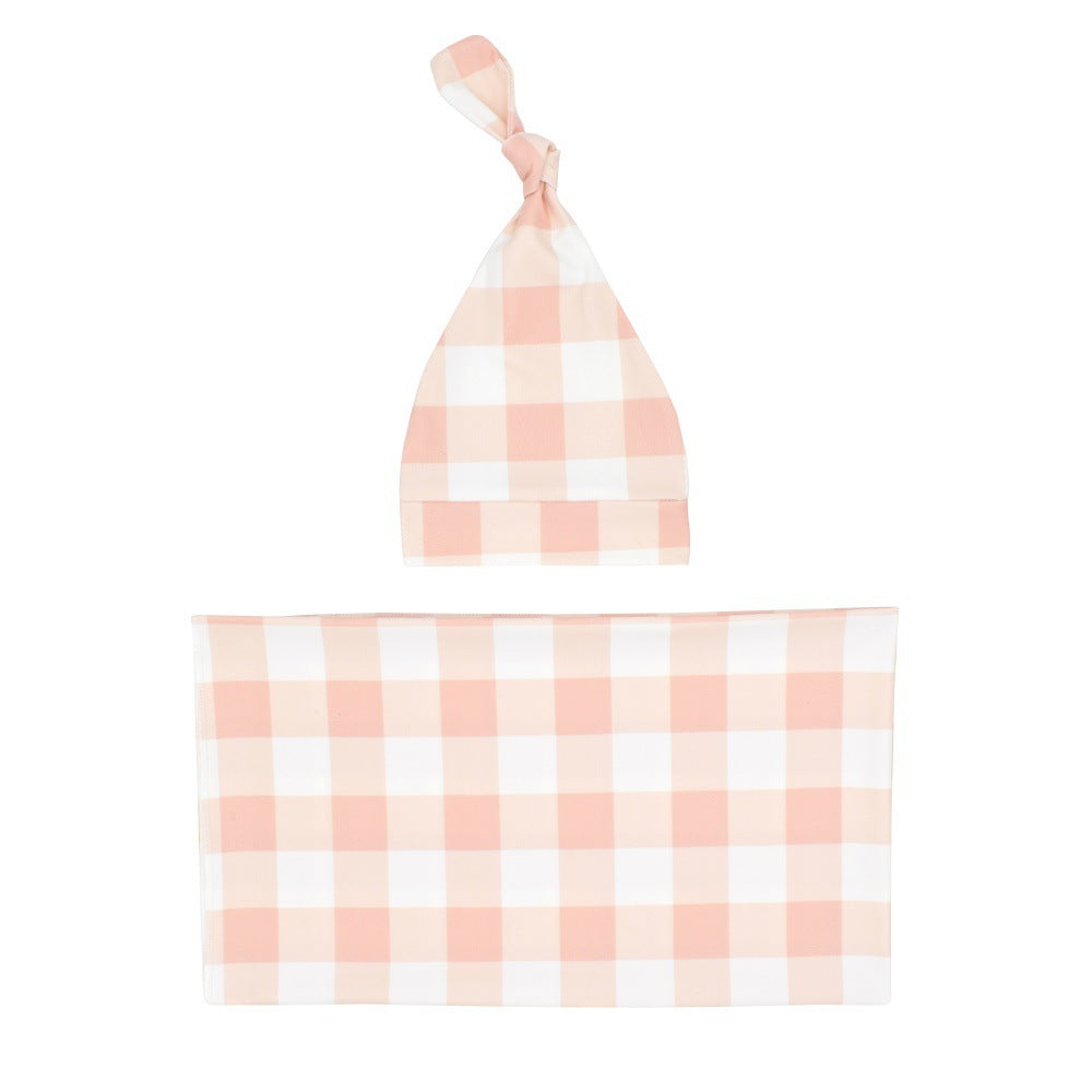 Newborn Swaddle Blanket And Knotted Baby Hat 2-Piece Set