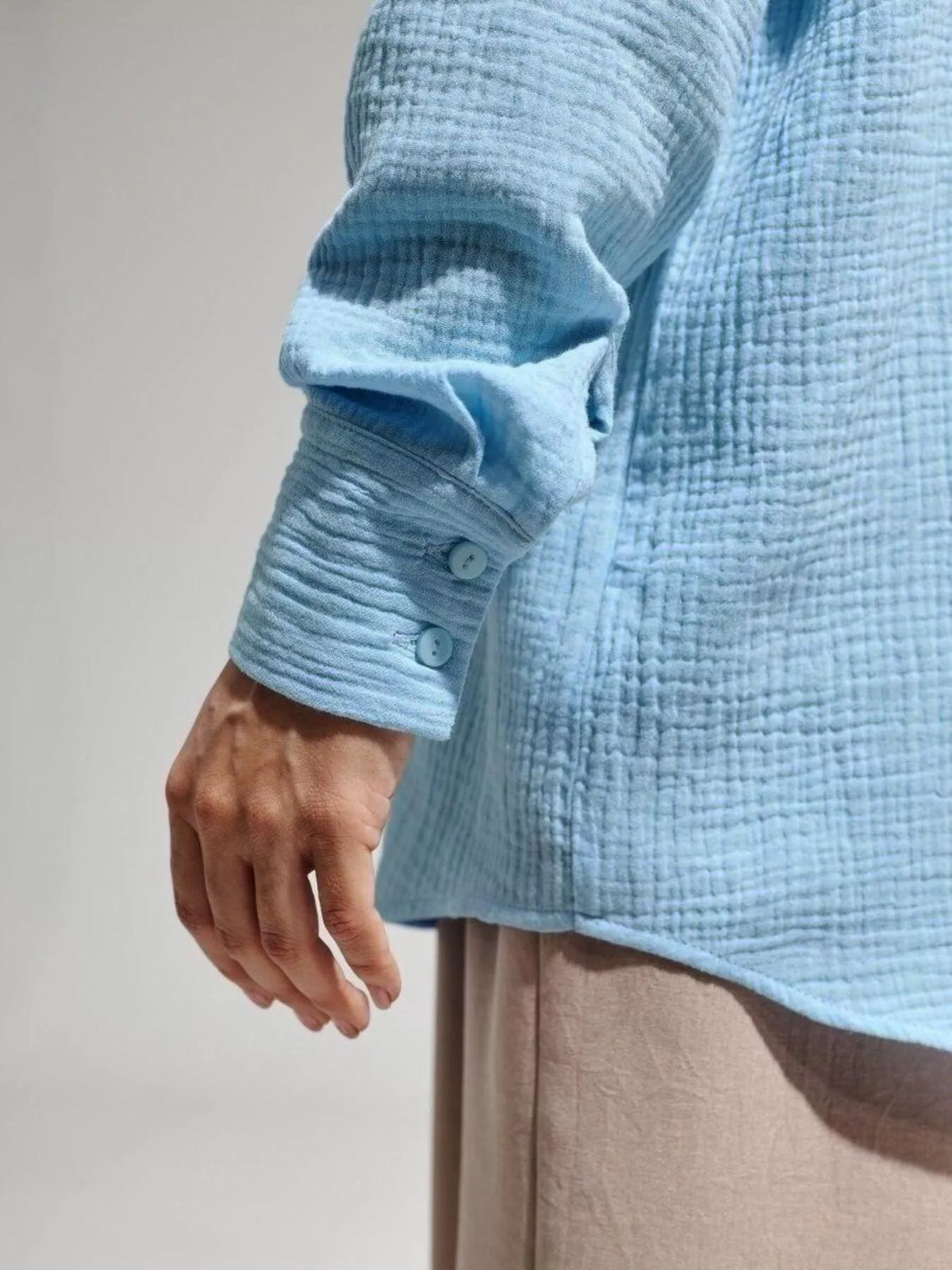 Textured Gauze Button-Down Shirt