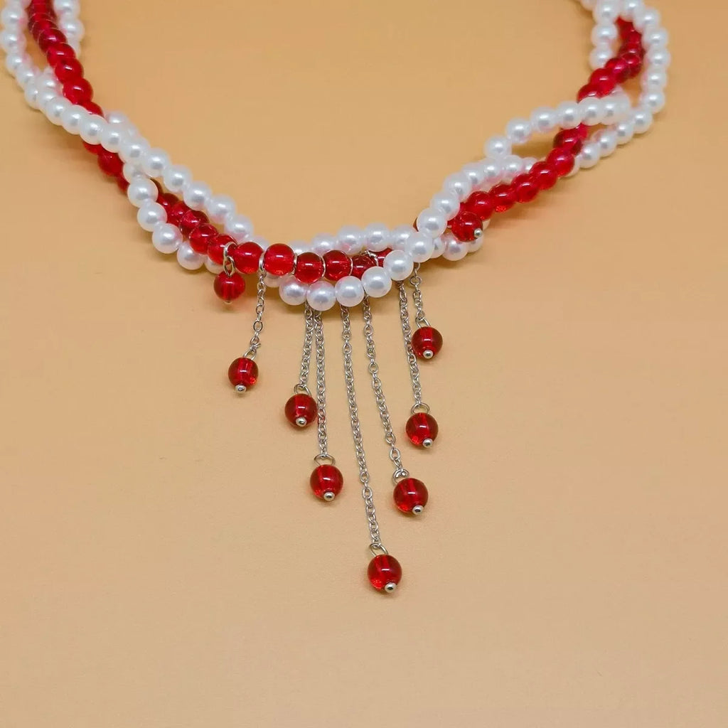 Twisted Bead Tassel Necklace