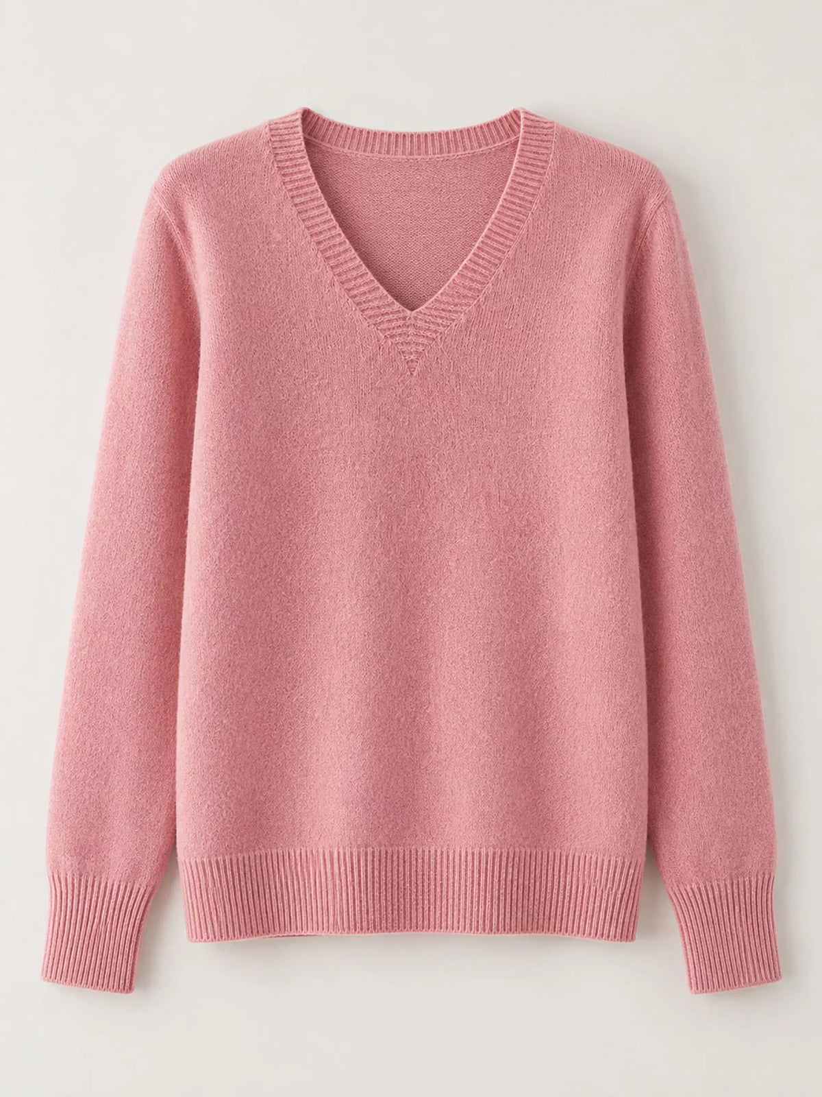 V-Neck Solid Color Sweater