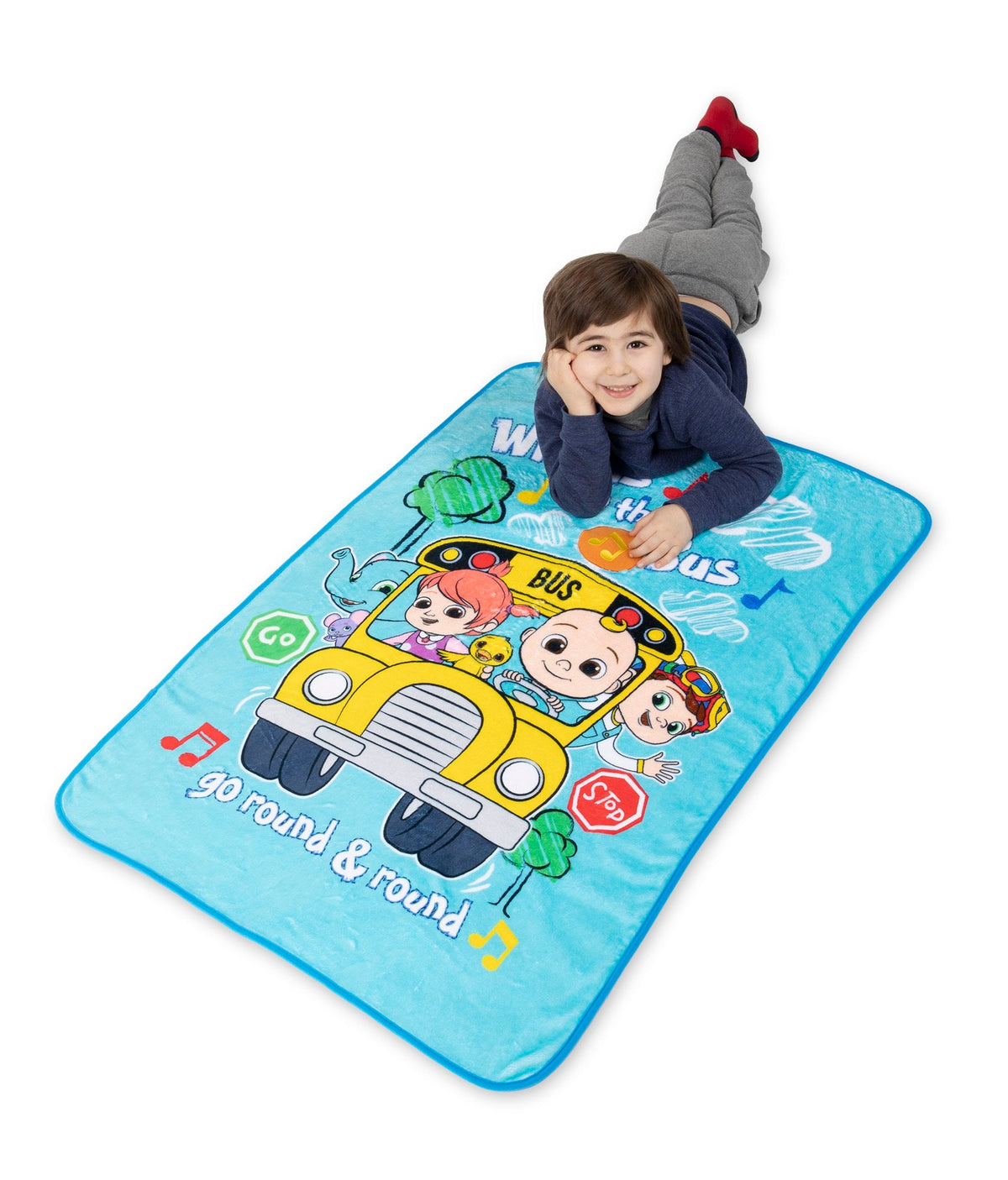 NoJo CoComelon Plush Musical Toddler Blanket  - Plays Wheels on the Bus