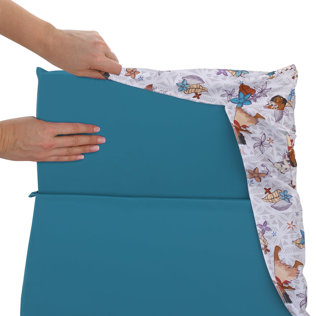 Moana Free as the Ocean Aqua, Purple, Orange, and White Tropical Preschool Nap Pad Sheet
