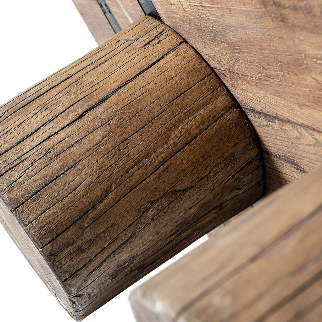 Arbor 60" Solid Reclaimed Elm Rectangular Plinth Coffee Table with Sculptural Bases - Heritage Medium-Dark
