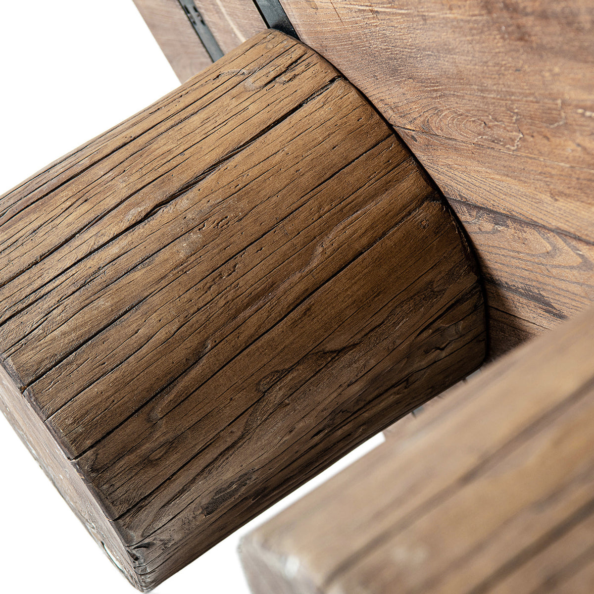Arbor 60" Solid Reclaimed Elm Rectangular Plinth Coffee Table with Sculptural Bases - Heritage Medium-Dark