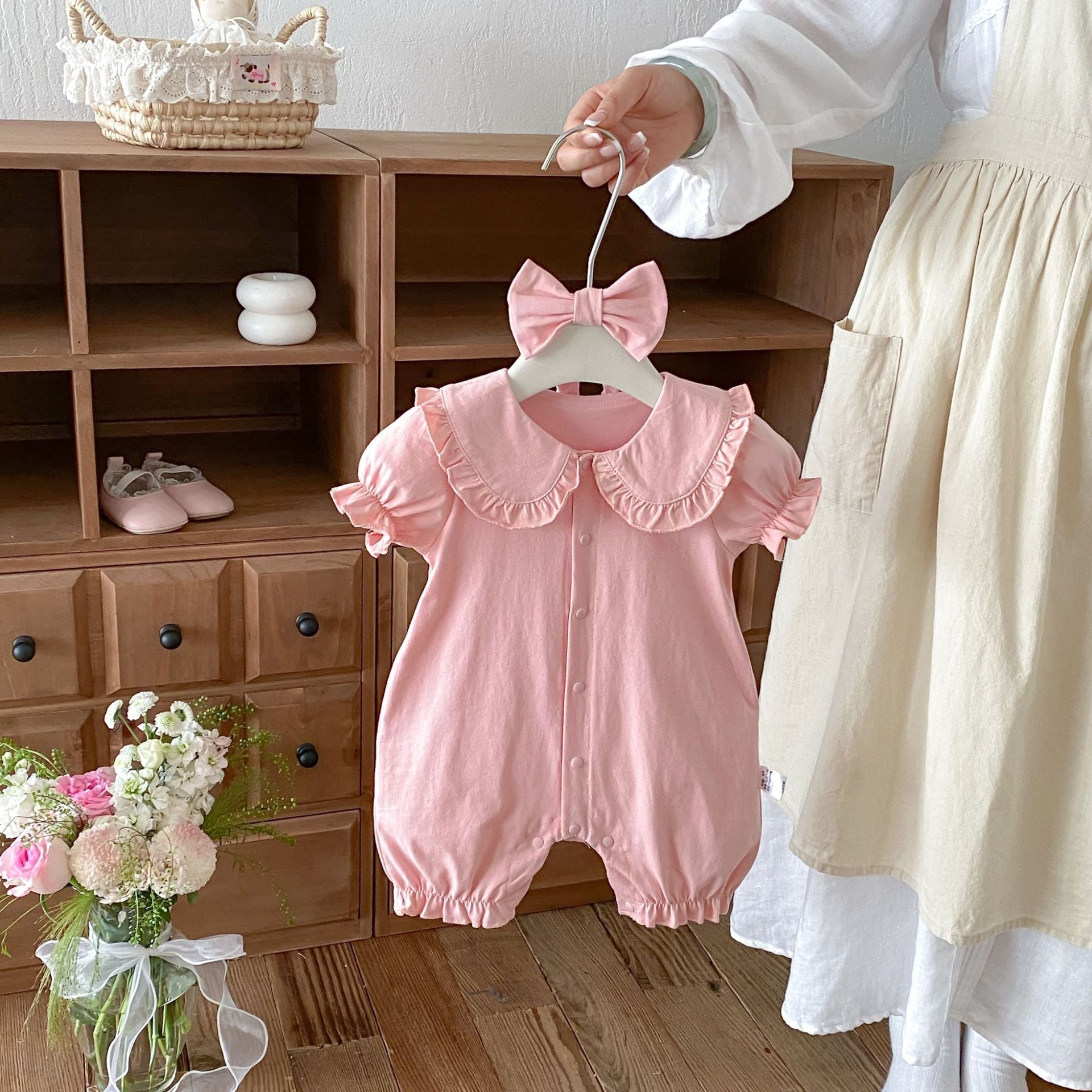Short-sleeve Shirt Bodysuit For Babies