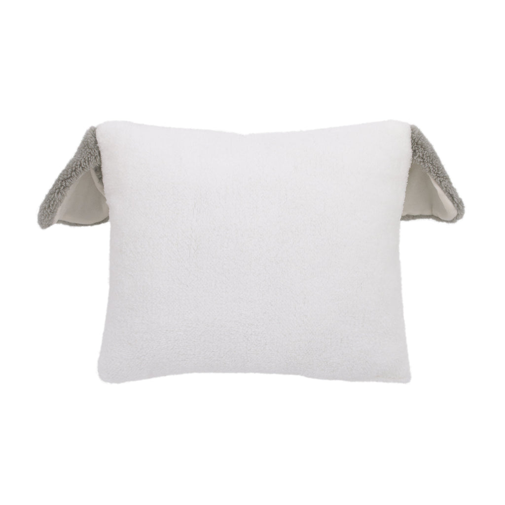 White and Grey Soft Sherpa Lamb Shaped Decorative Pillow with 3D Ears