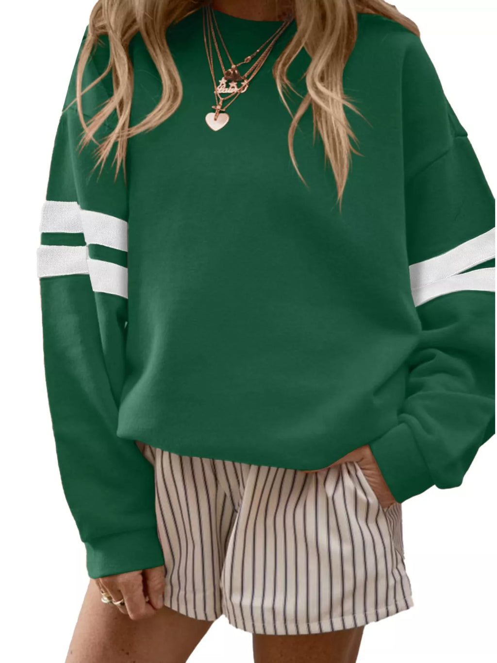 Striped Dropped Shoulder Sweatshirt