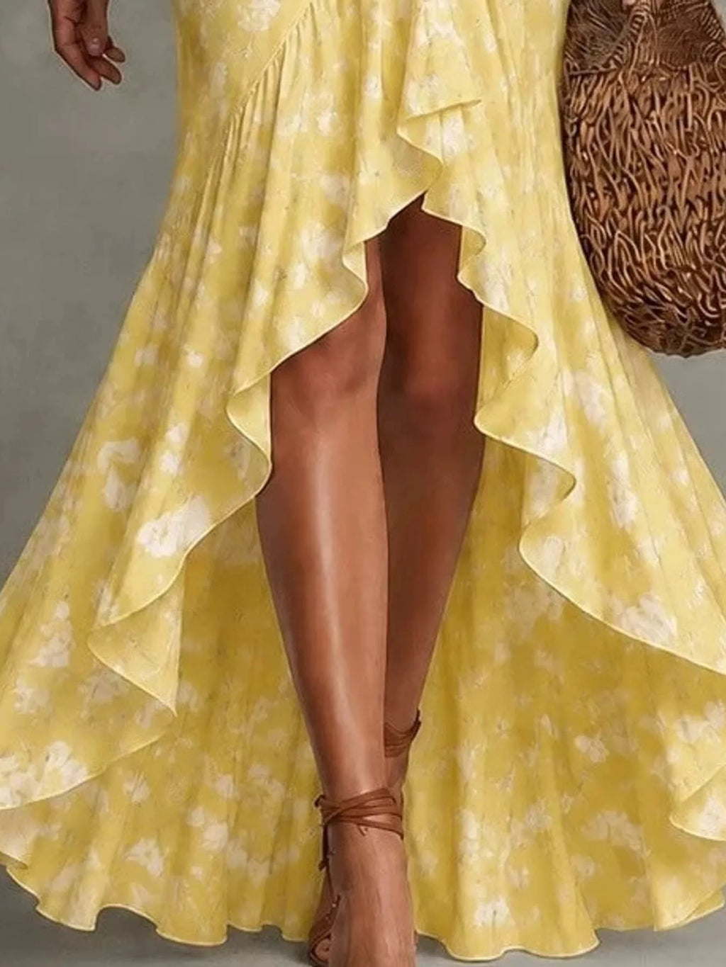 High-Low Ruffled Maxi Dress