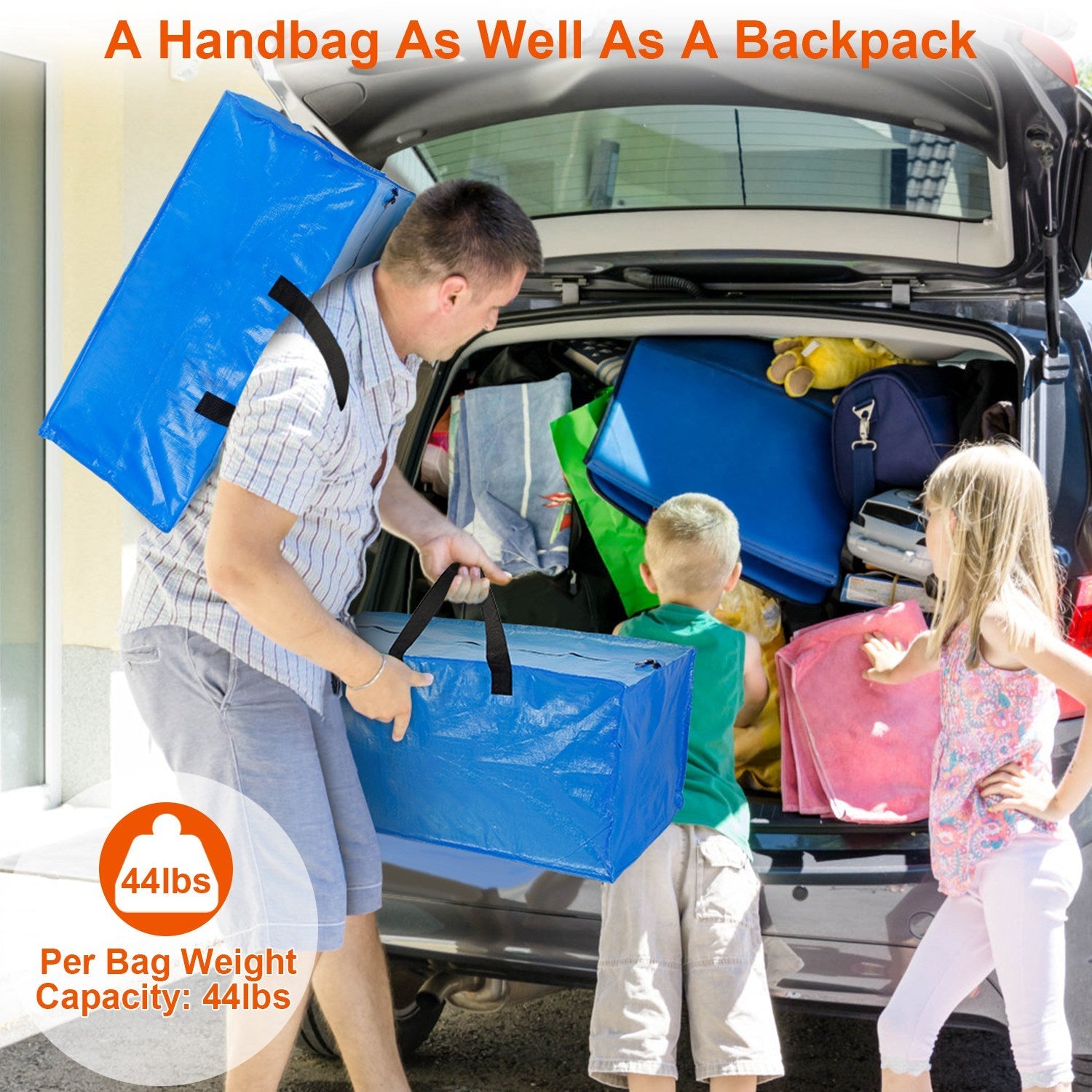 Moving Bags Heavy Duty Storage Totes - Blue 4 Pack