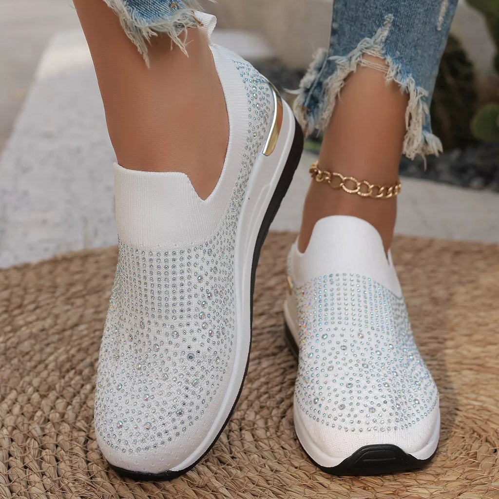 Rhinestone Round Toe Slip-Ons