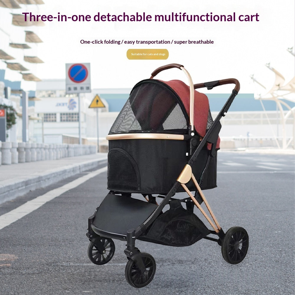 Three-in-one Detachable Folding Pet Stroller