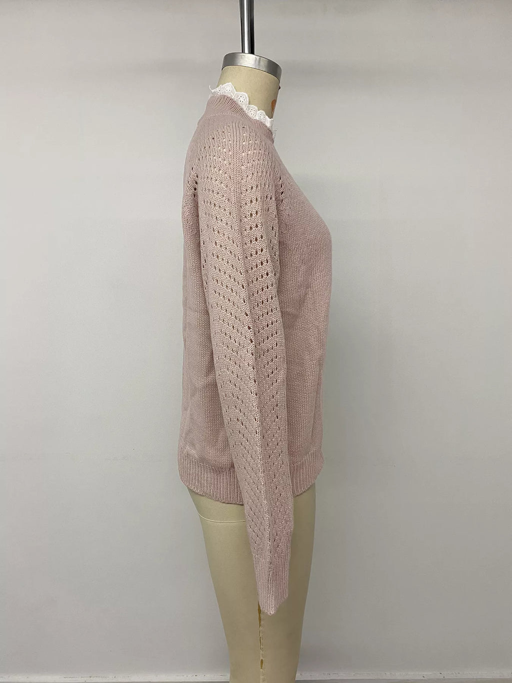 Openwork Mock Neck Sweater
