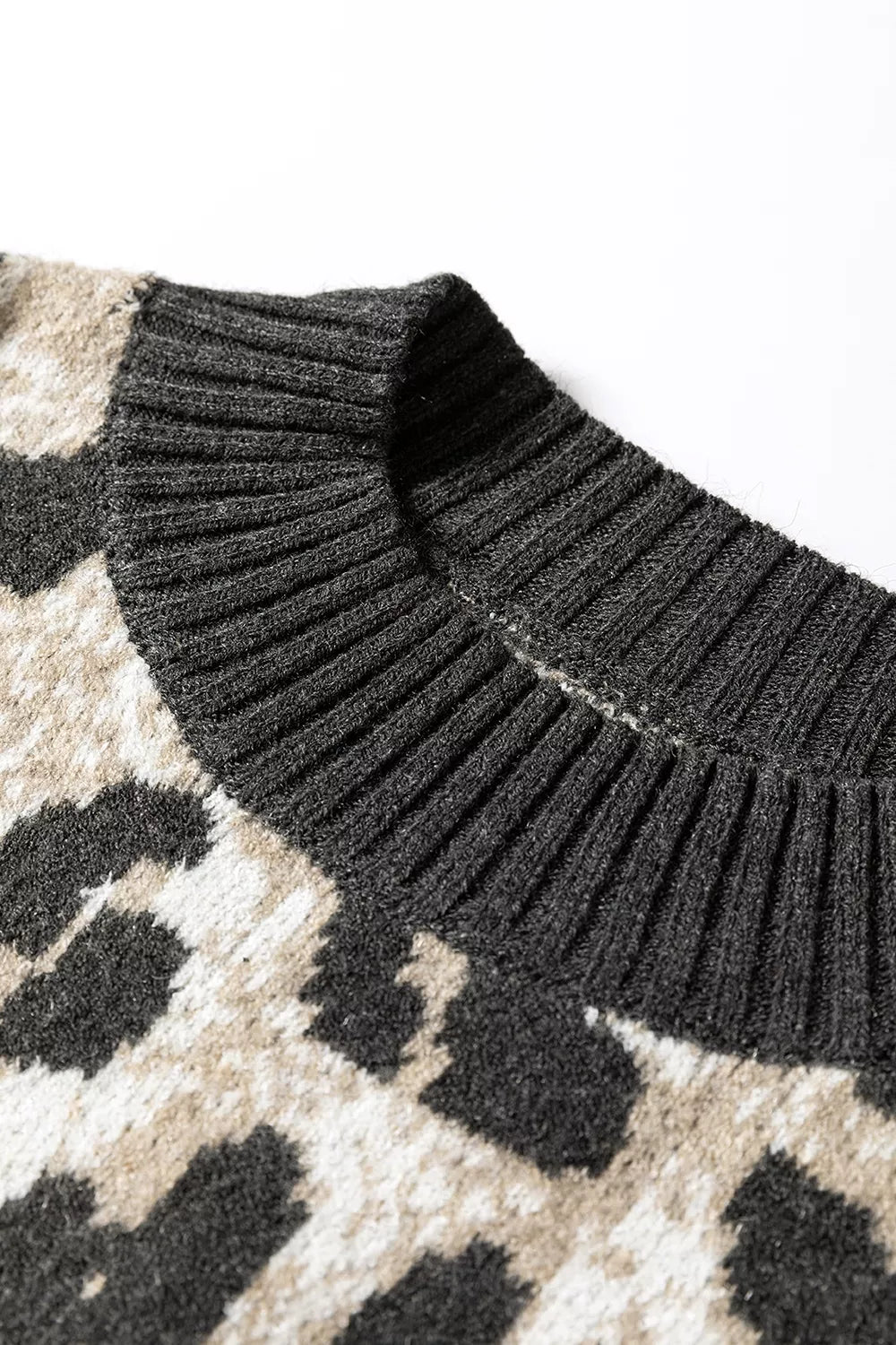 Leopard Drop Shoulder Baggy Sweater