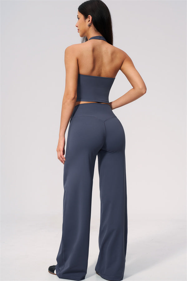 The Twirl Wide Strap Halter Crop Top