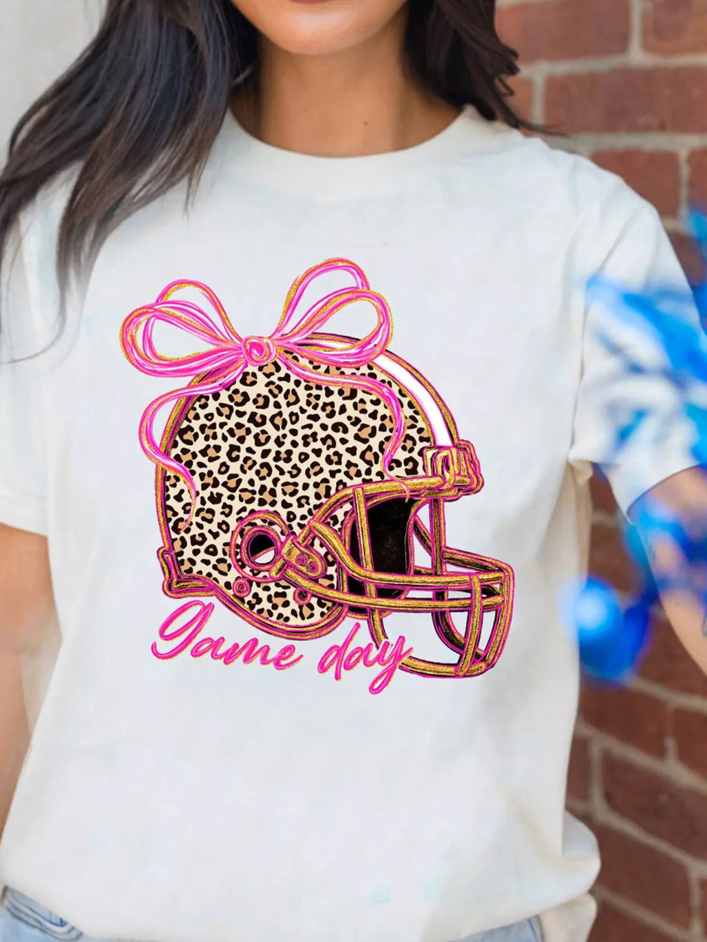 Leopard Game Day Helmet Graphic Tee
