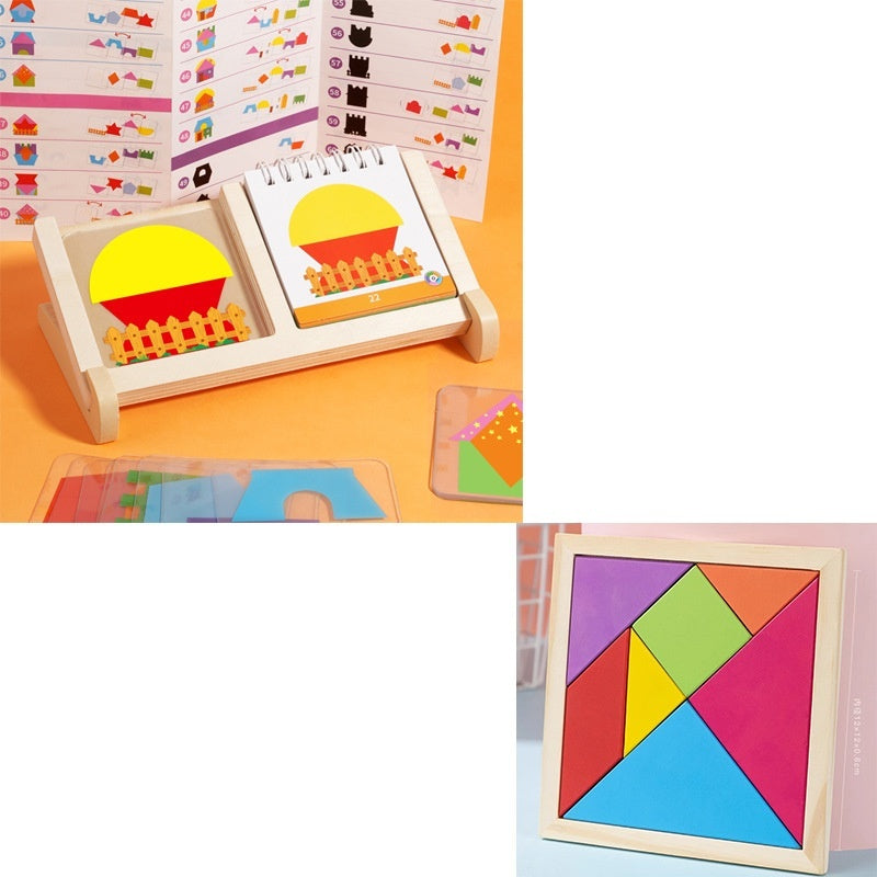 Building Block House Geometric Shape Spatial Reasoning Puzzle Tabletop Game Toy
