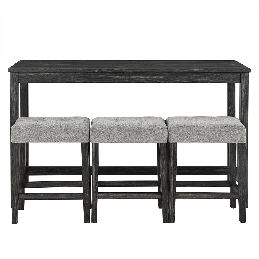 Bar Table Set with Power Outlet, Bar Table and Chairs Set, 4 Piece Dining Table Set, Industrial Breakfast Table Set, for Living Room, Dining Room, Game Room