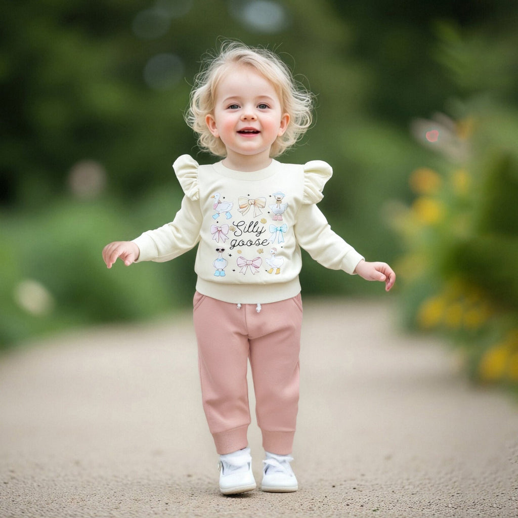 Baby Girls Duck And Letter-print Hoodie Set