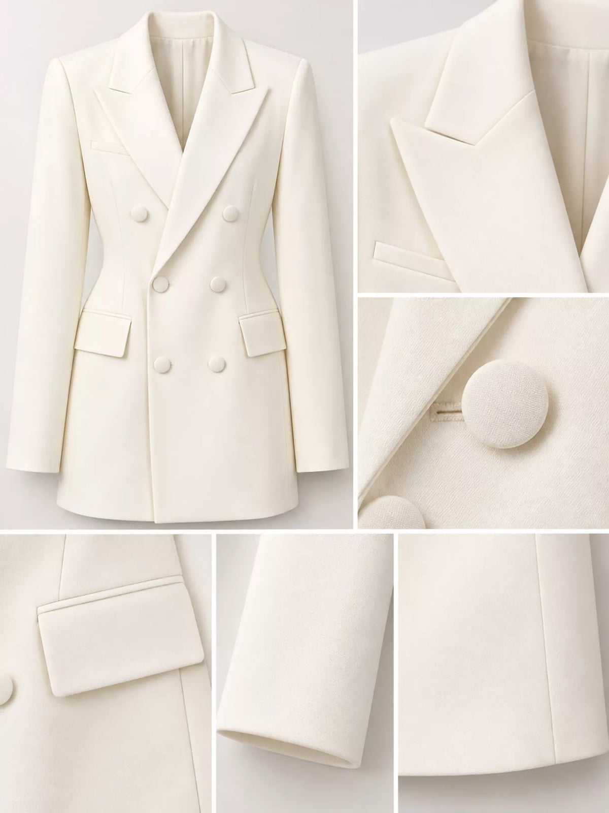 Full Size Double-Breasted Slim-Fit Blazer Plus Size