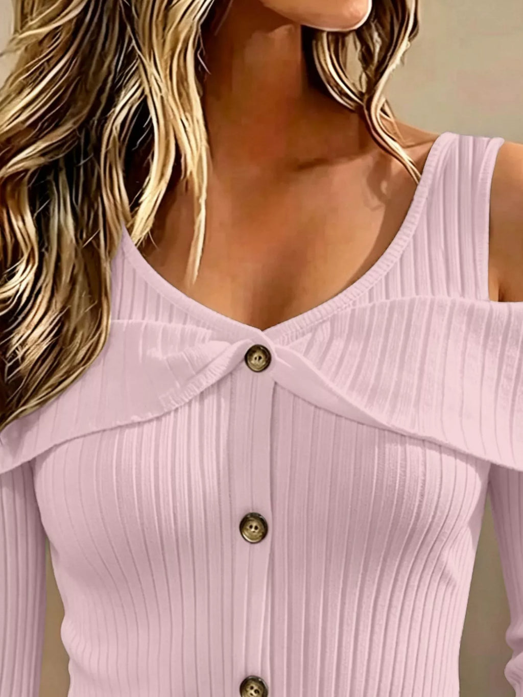 Cold Shoulder Ribbed Knit Top