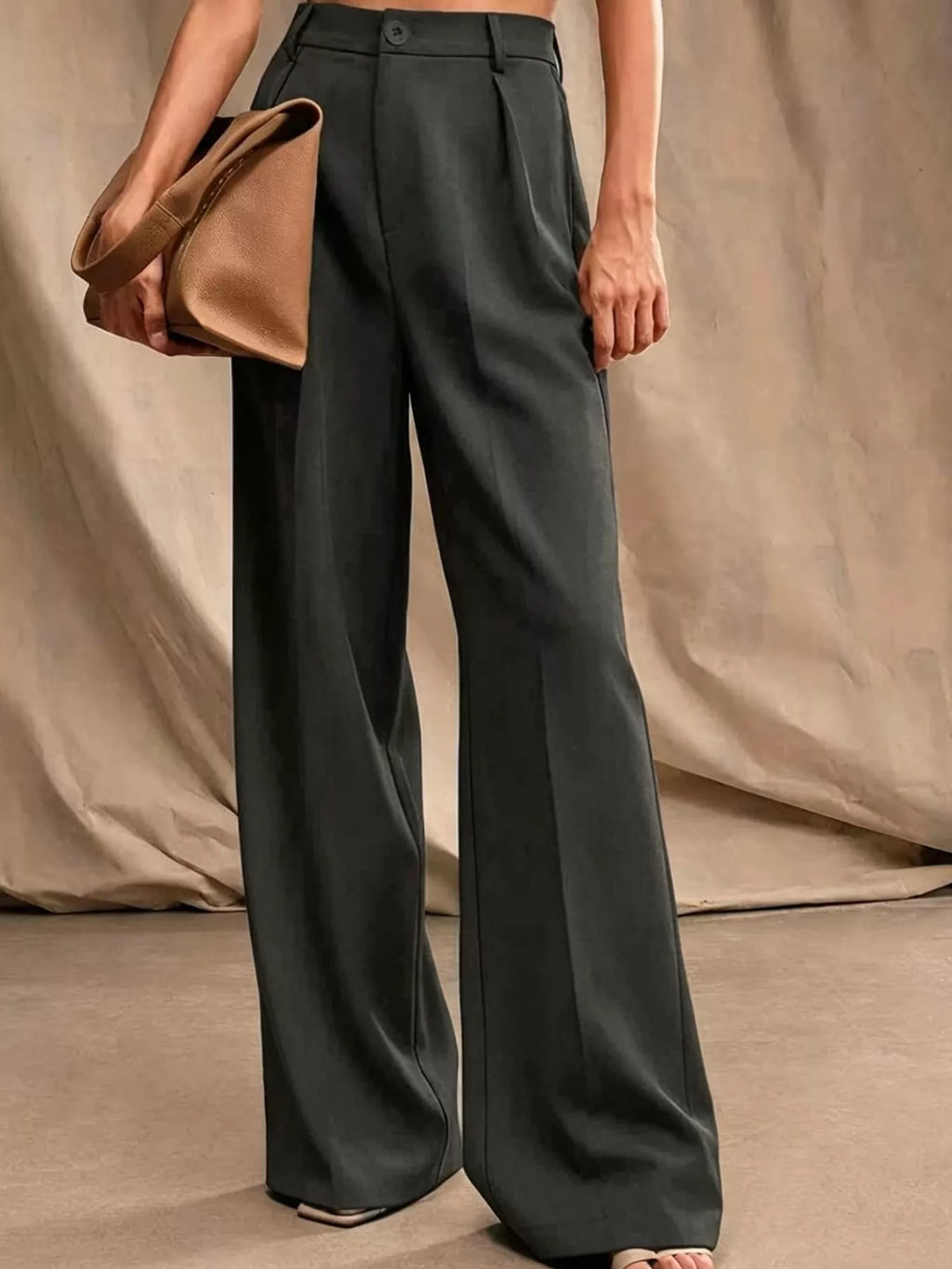 High-Waisted Pleated Wide-Leg Pants