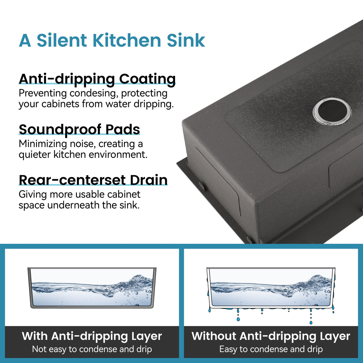 Stainless Steel Kitchen Sink, 27″x19″ Single Bowl, Undermount Handmade Sink in Brushed Nickel, with US Standard Drain and Hook, LS-SSBR06