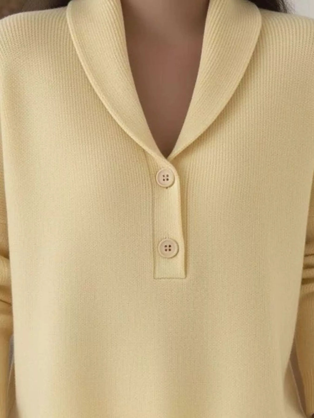 Shawl Collar Button Detail Sweater