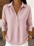 Waffle Knit Snap Down Blouse