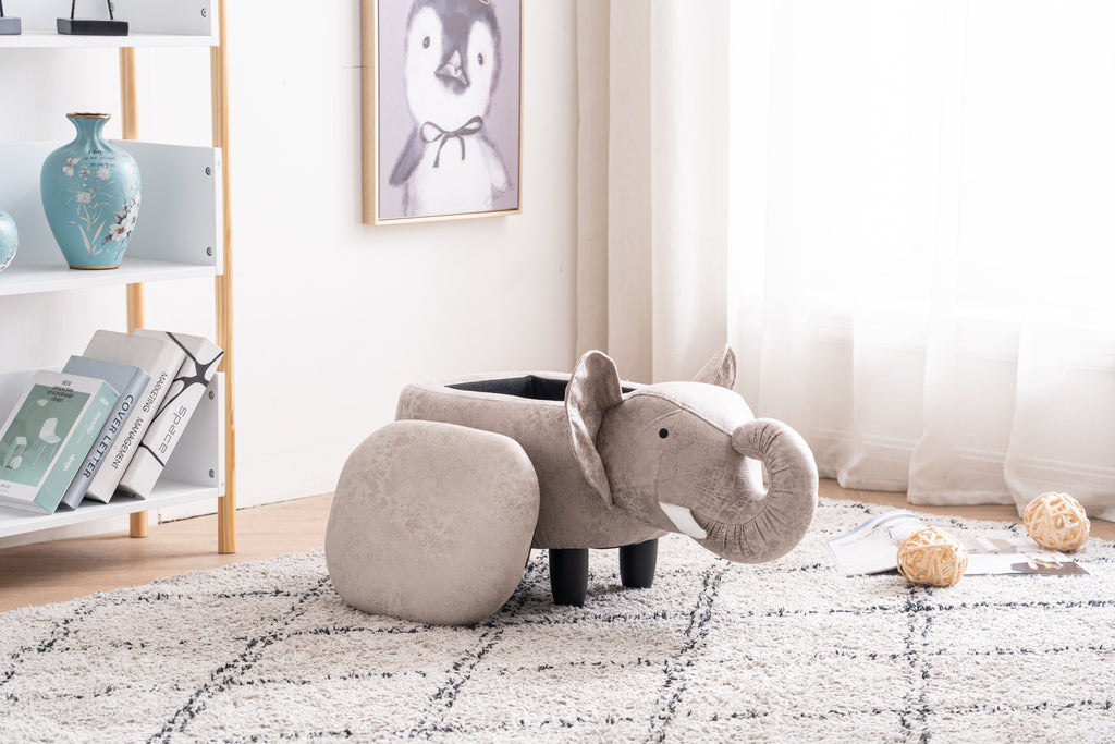 Elliot the Elephant Storage Ottoman with Hidden Storage - PU Leather