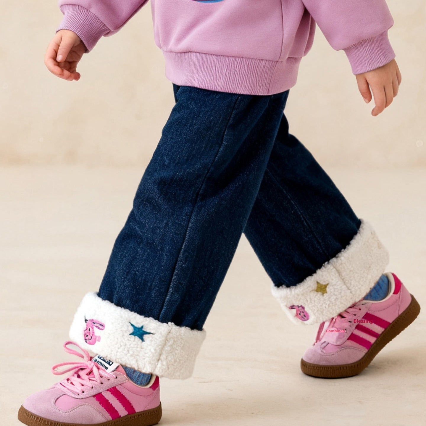 Brushed Versatile Casual Straight-leg Denim Jeans For Girls