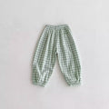Ins Summer Children's Plaid Trousers Thin Linen Style
