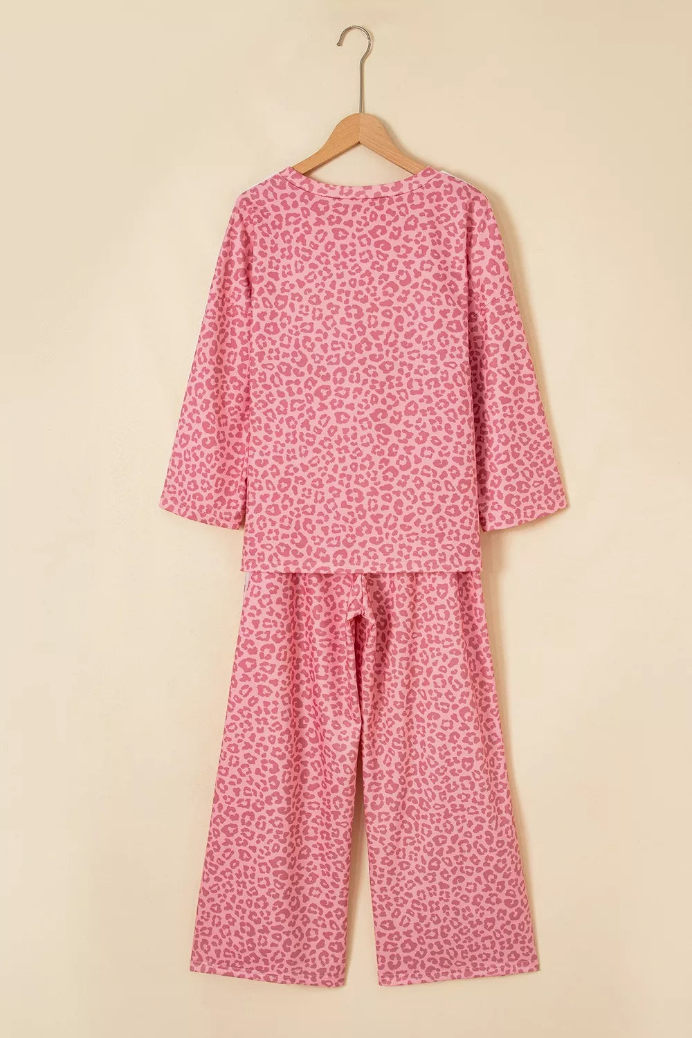 Leopard Print Casual Two-Piece Set with Side Stripes