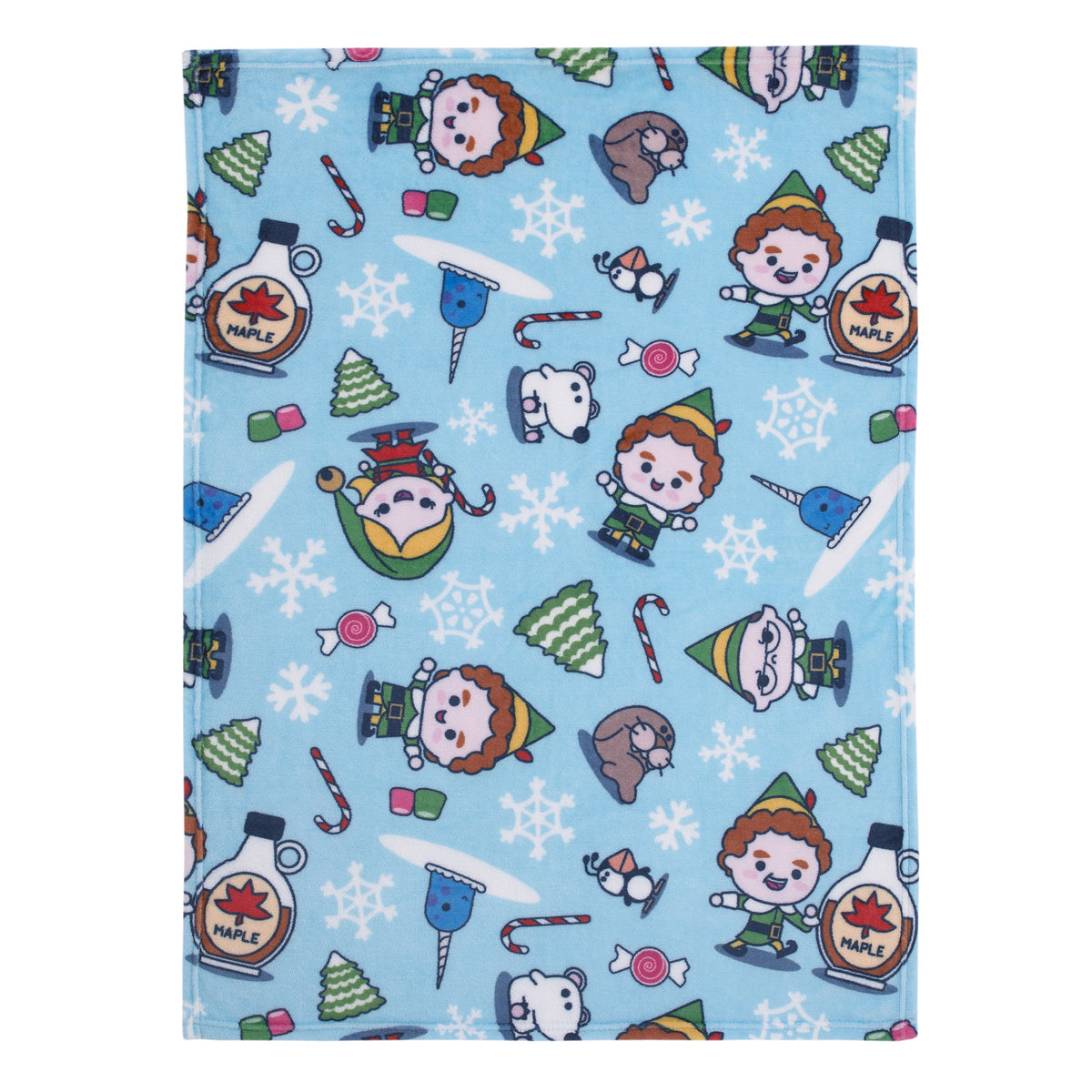 Elf Light Blue, Green, and White Super Soft Holiday Baby Blanket