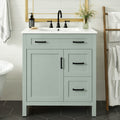 30-Inch Sage Green Bathroom Vanity with Flexible Storage - Solid Wood Frame