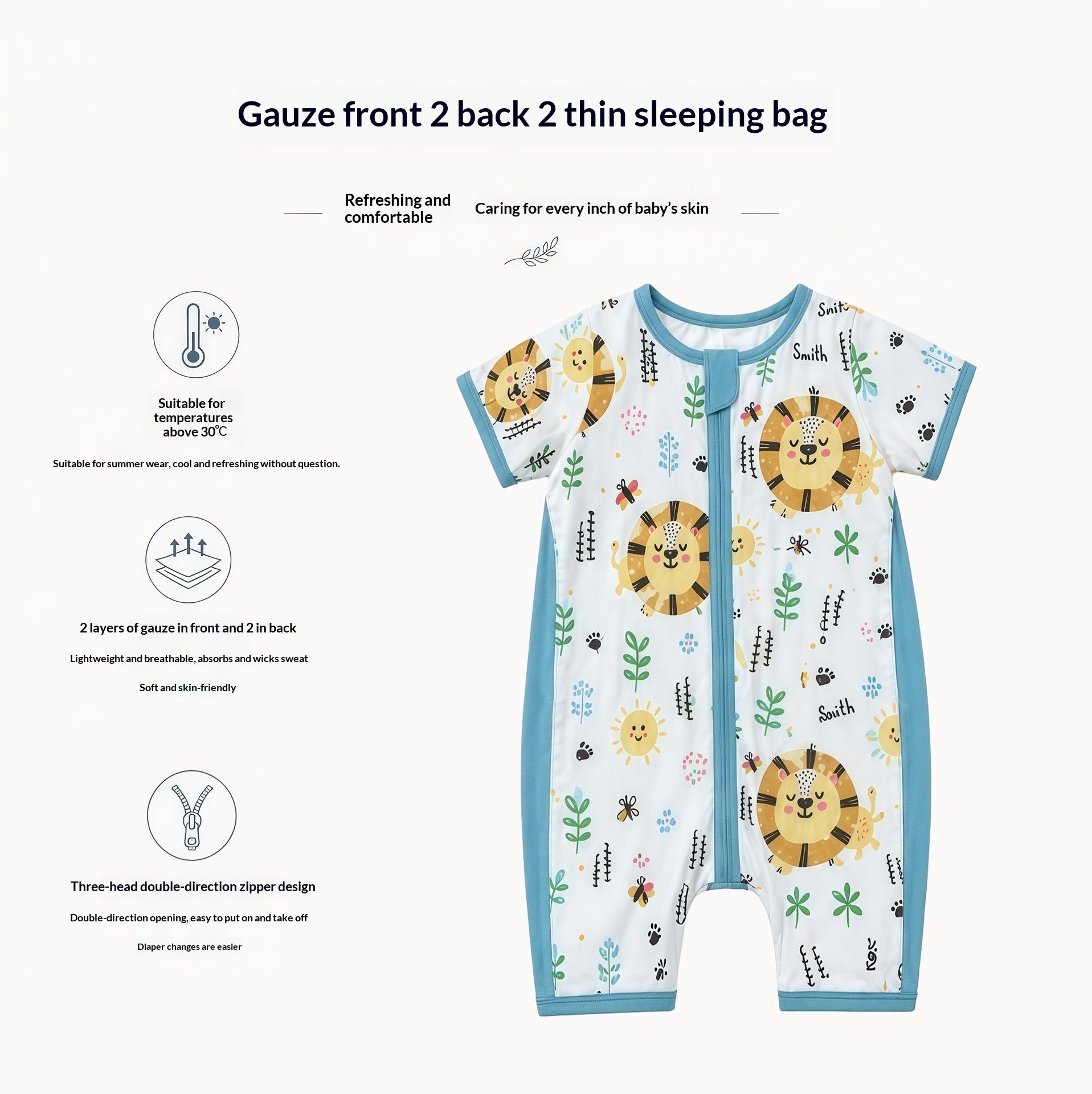 Dudu SpringSummer Lightweight Baby Gauze Sleeping Bag