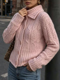 Cable-Knit Button Up Cardigan