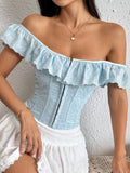 Ruffled Eyelet Embroidered Corset Top