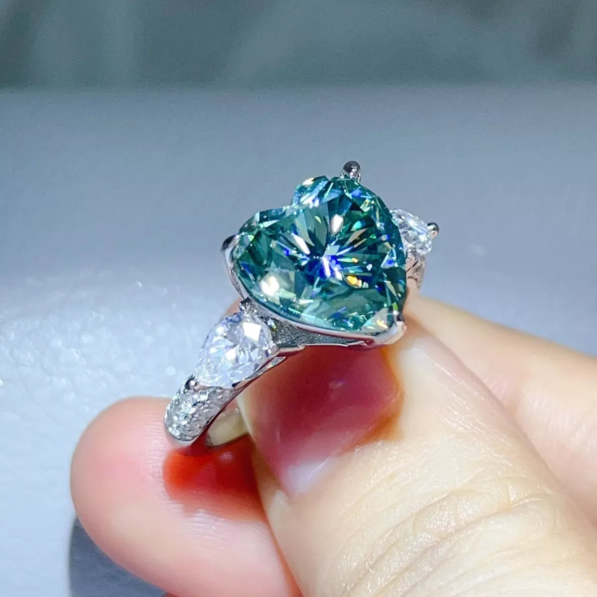 6 Carat 925 Sterling Silver Moissanite Heart Ring