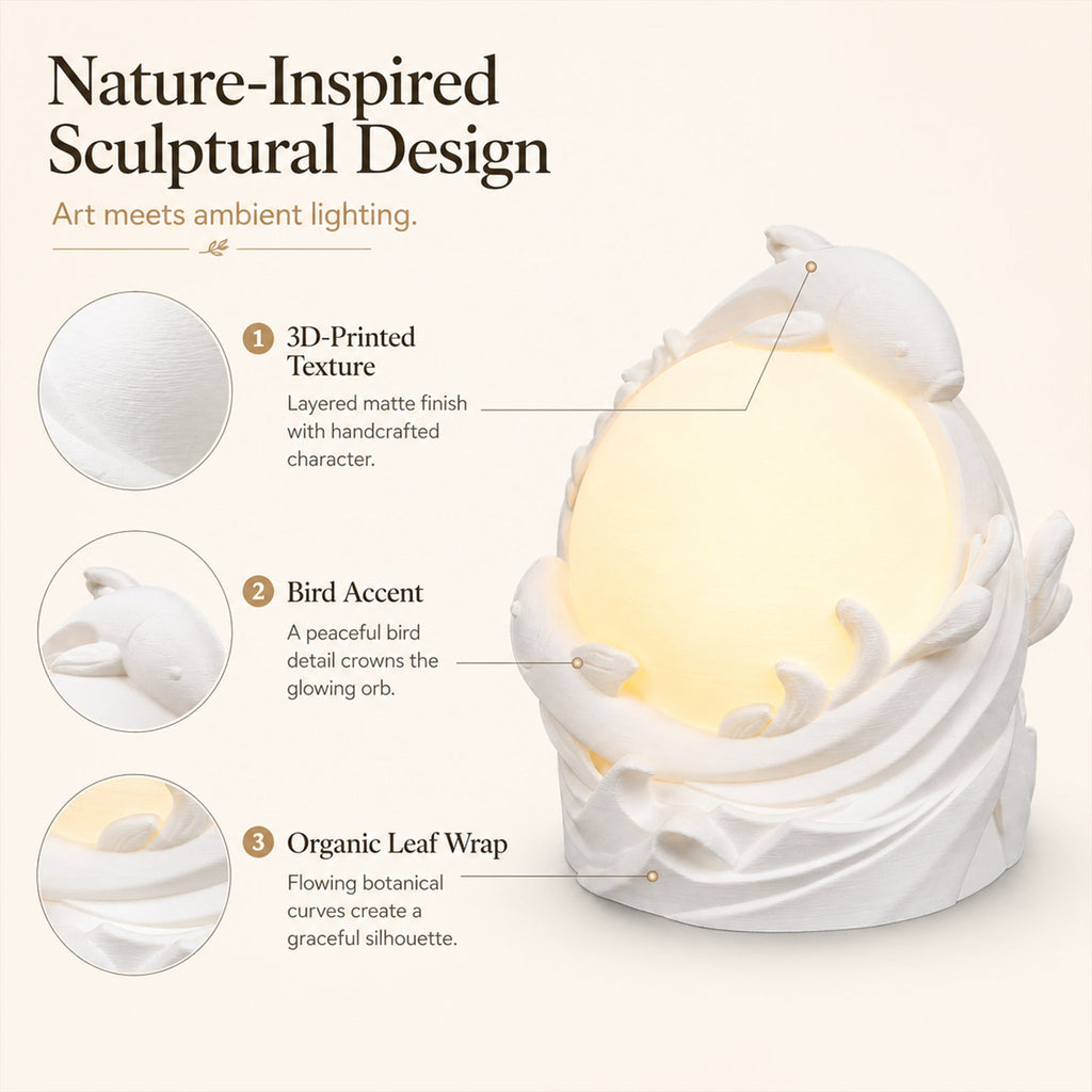 3D Printed Koi Fish Ambient Table Lamp, Warm Glow Sculptural Night Light, Nature Inspired Decorative Desk Lamp For Bedroom, Bookshelf, Office And Home Decor