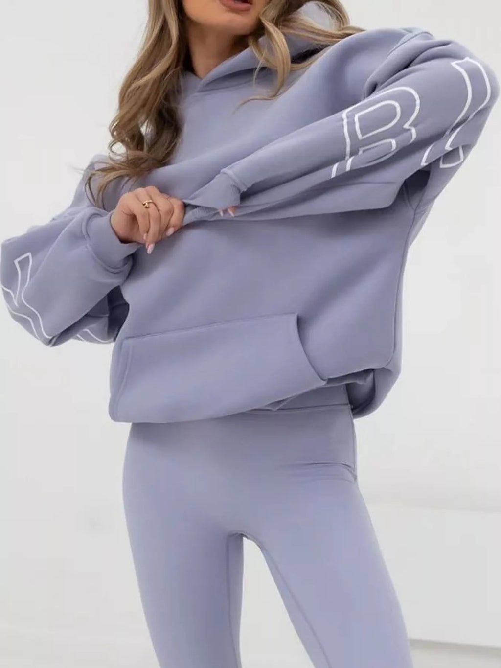 Letter Back Hoodie with Kangaroo Pocket