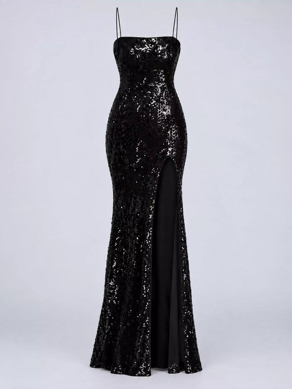 Sequin Embellished Bodycon Backless Evening Dress with Back Lace-Up