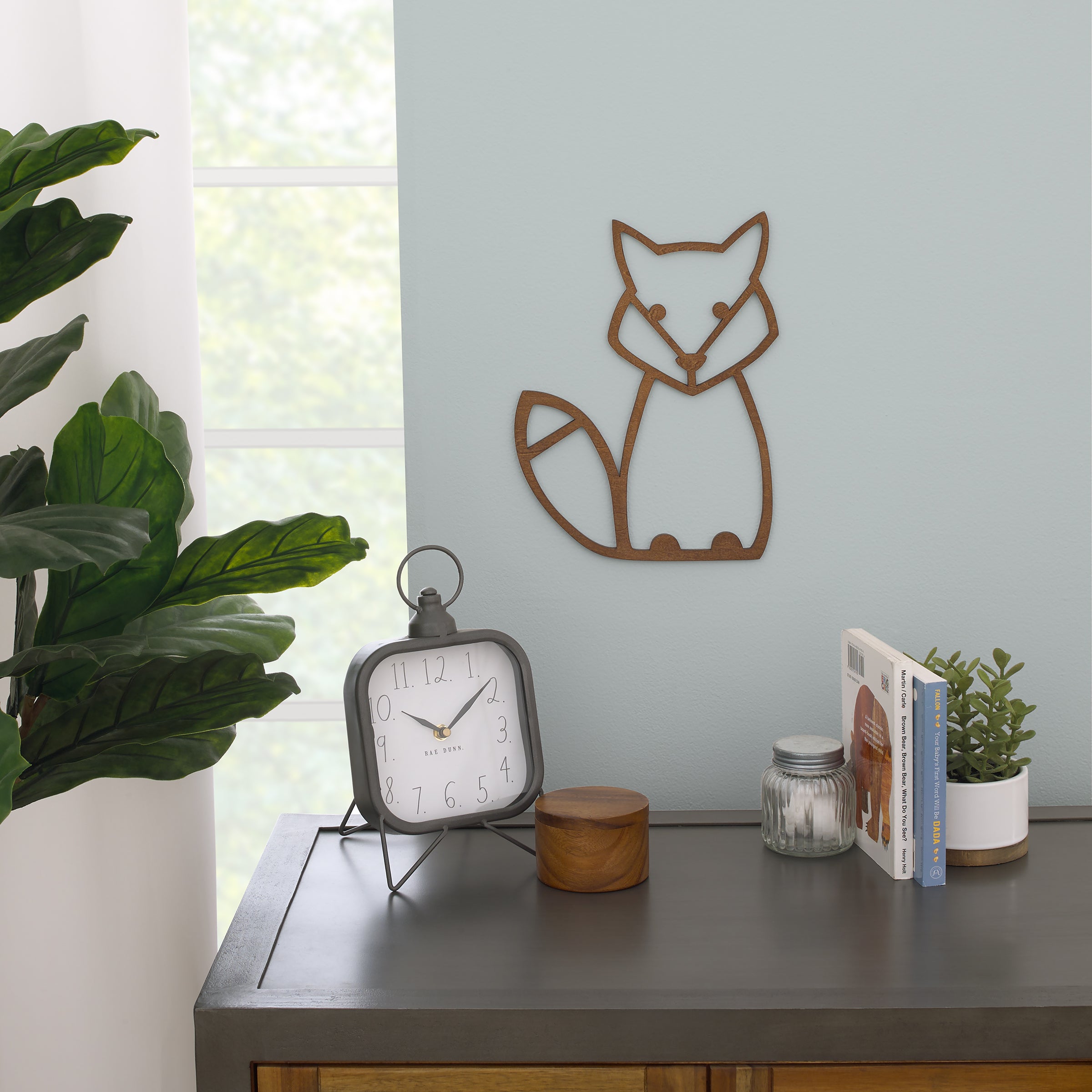 Fox Shaped Textured Wood Tone Wall Decor
