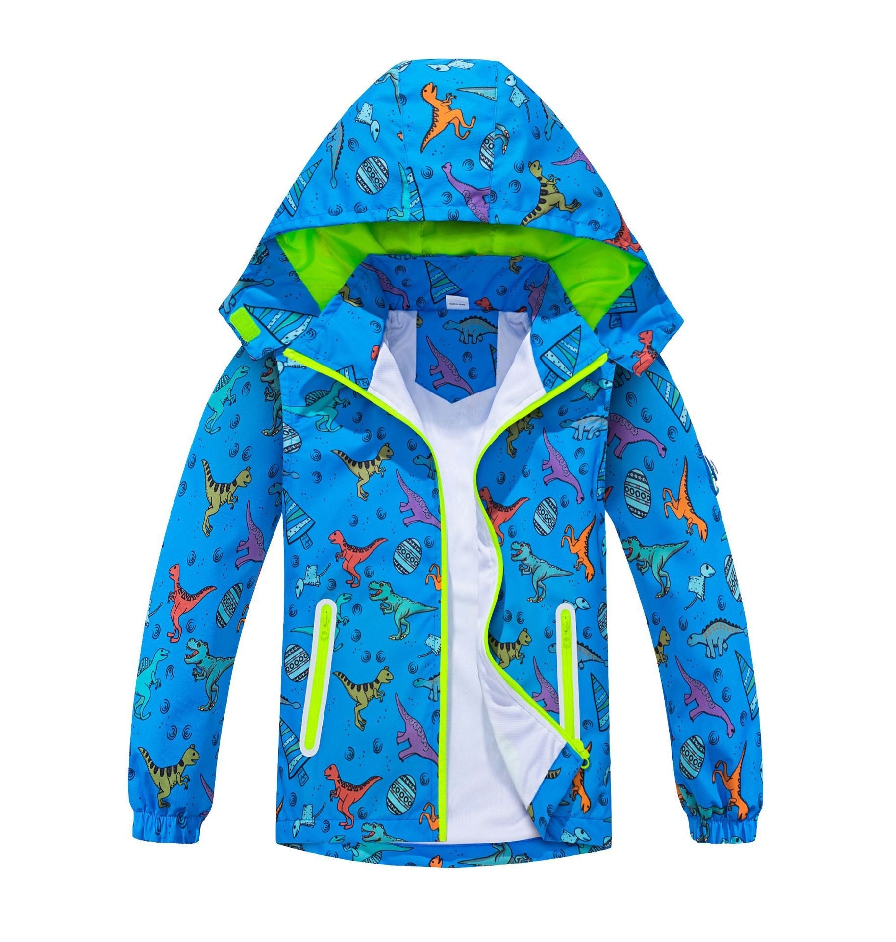Springautumn New-arrival Dinosaur-print Gradient-color Zip-up Hoodie For Boys And Girls