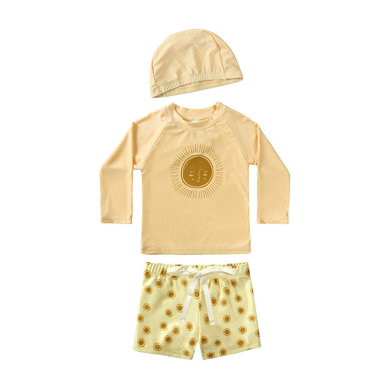 Kids Long-sleeve Sun-protective Two-piece Swimsuit