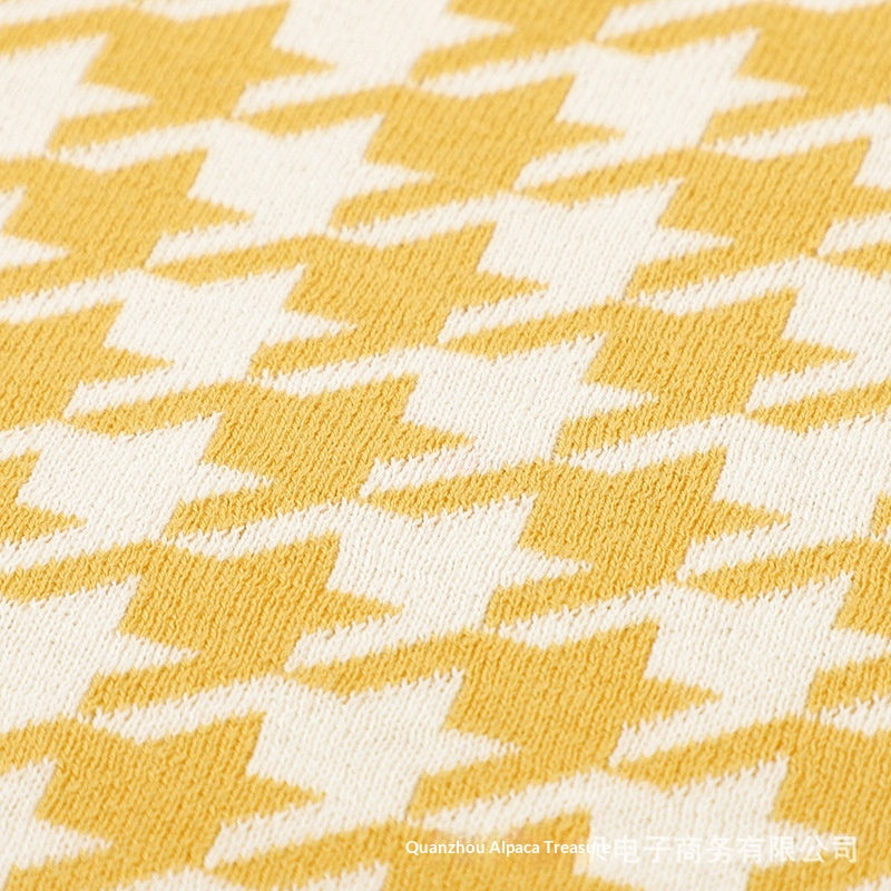 Houndstooth Jacquard Baby Swaddle Knitted Blanket