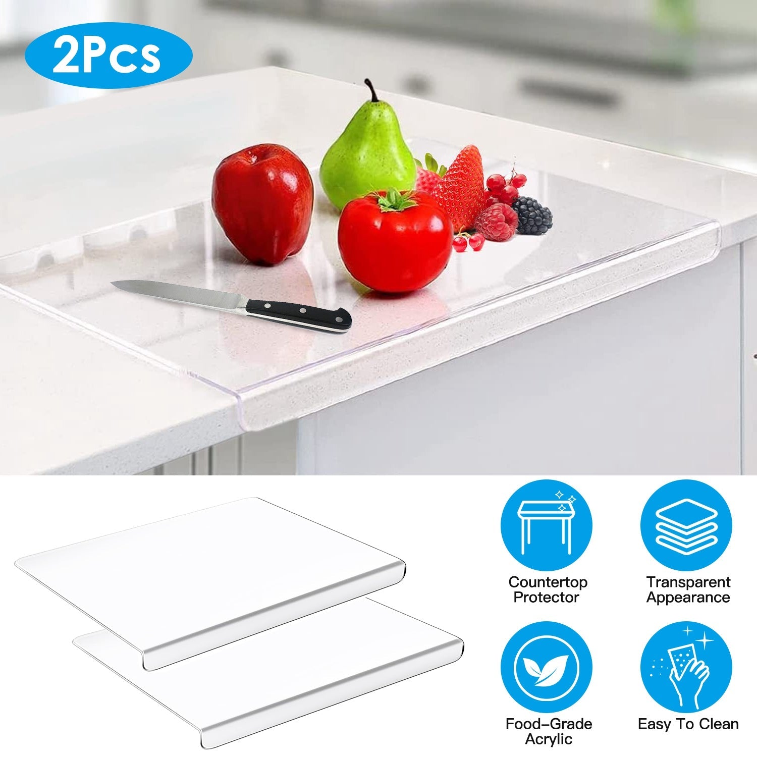 Acrylic Kitchen Cutting Board with Counter Lip