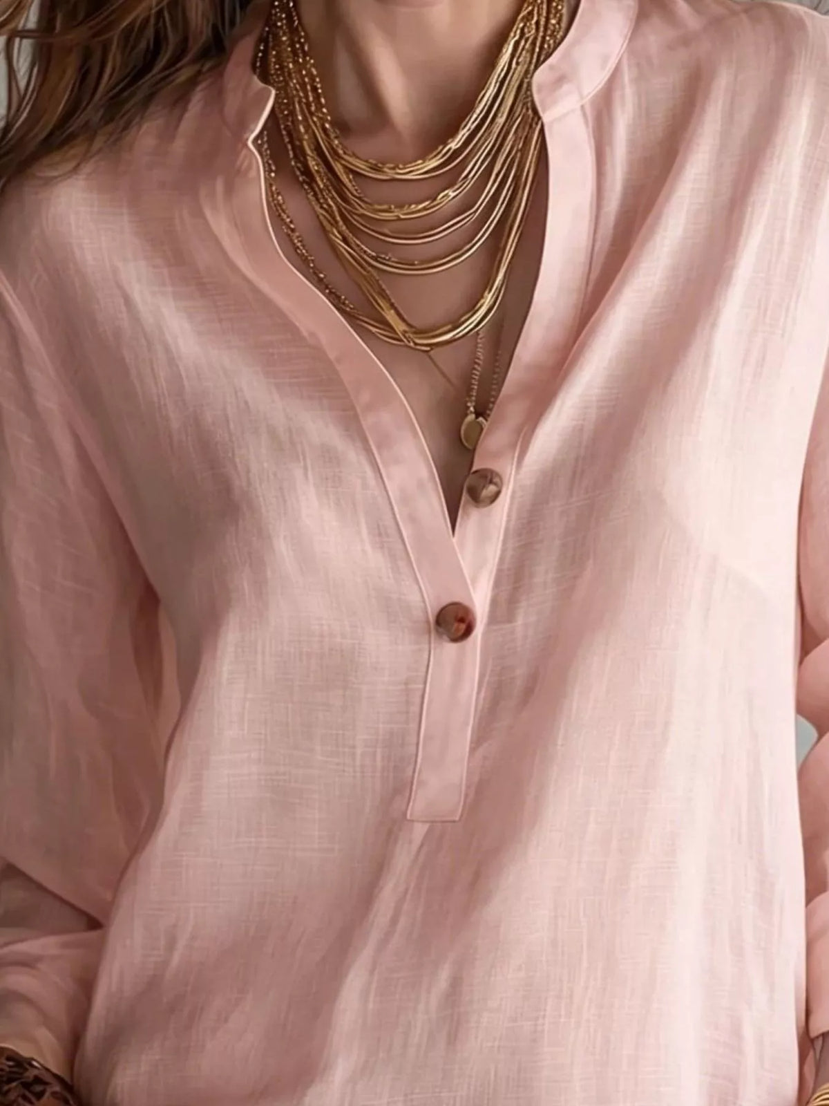 Button Detail Long Sleeve Blouse